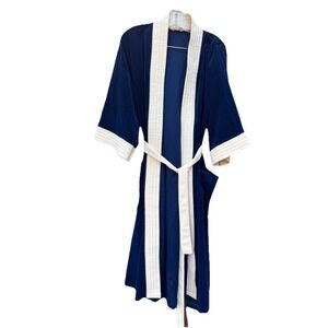 Vintage Vanity Fair for Him Mens Sm/Med Velour Bath Robe Blue Belted Pockets USA